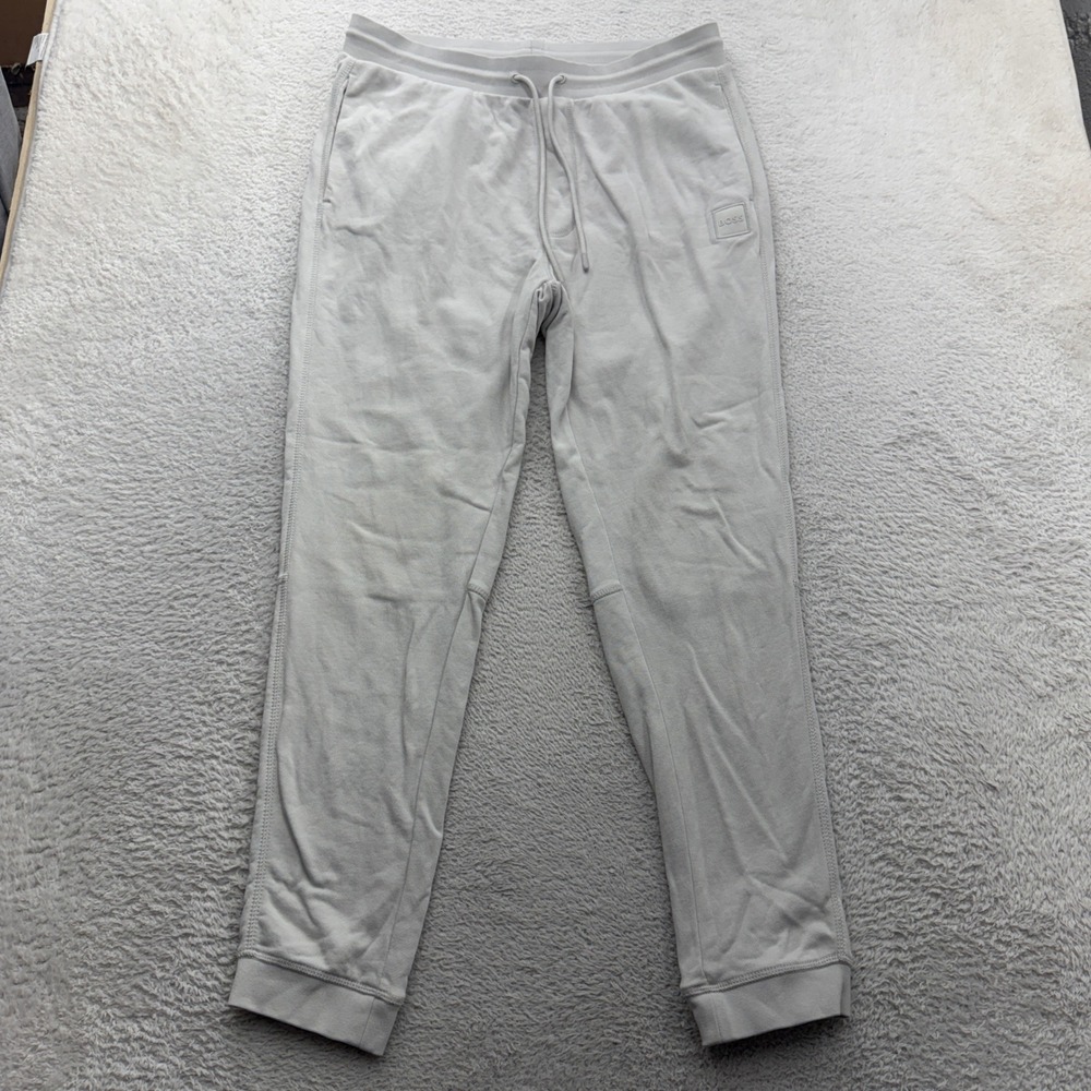 Hugo Boss Mens Light Grey Cotton French Terry Jogger Sweatpants Size L
